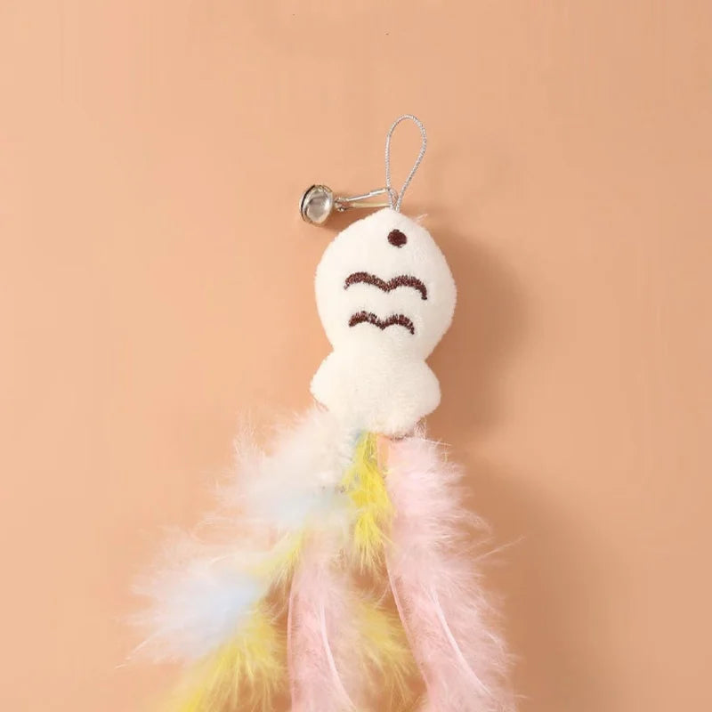 New cat funny cat stick steel wire long pole feather cute cat toy kitten fishing rotating self-pleasure relief pet toy